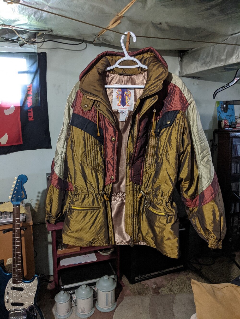 Vintage Descente Colorblock Ski Jacket in Olive, Burgundy & Cream